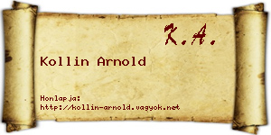 Kollin Arnold névjegykártya